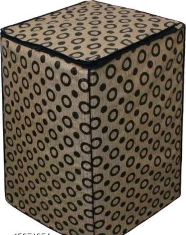 DREAM CURE Portable Washing Machine Brown Color Printed   PVC Cover,Top Load Waher Dryer Cover Water Proof ,  Full Automatic /Wheel Washing Machine Cover For 6 Kg Cover -  Grey/Black